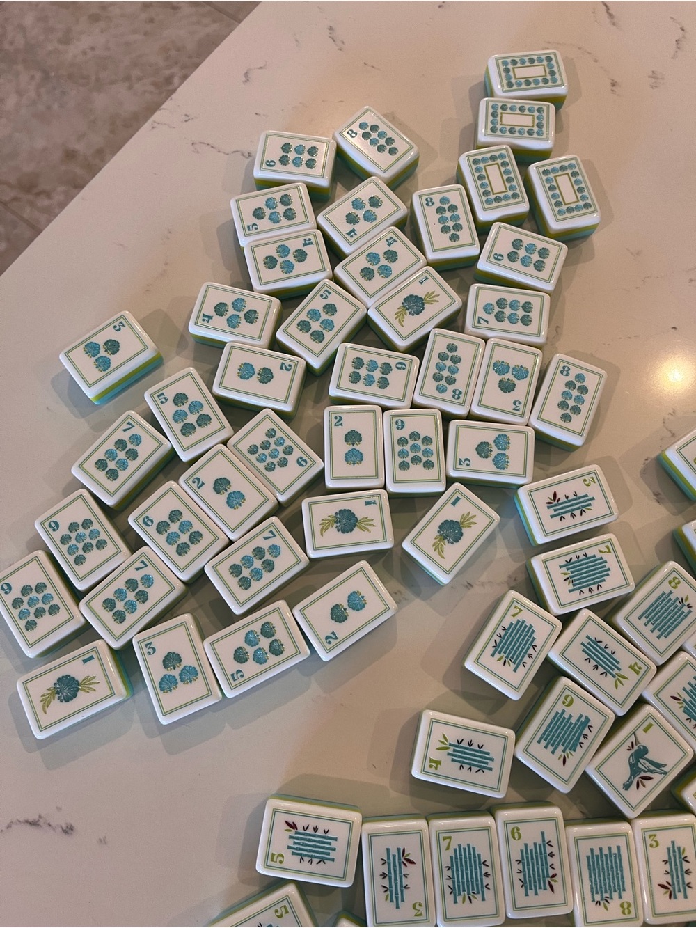 Mahjong Tile Set w/Dice 4 Layer Ocean Beach Blue Green Similar to Coral & Coast - Picture 11 of 11